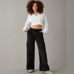 American Eagle black corduroy pants size 0 wide leg